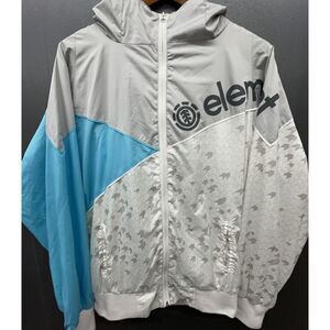 Element Windbreaker Men M Gray Blue Full Zip‎ Hood Pockets Skateboard Jacket